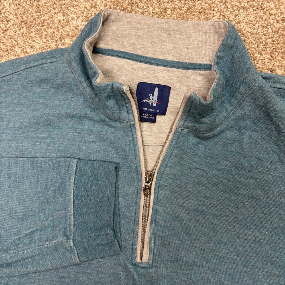 Johnnie-O Sully 1/4 Zip Mens Large Pullover Blue Grass Heathered Teal Golf